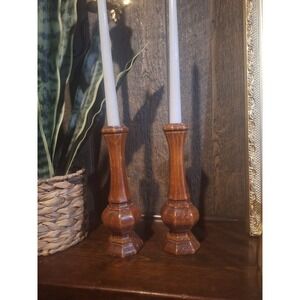 Vintage rustic wood candle holders